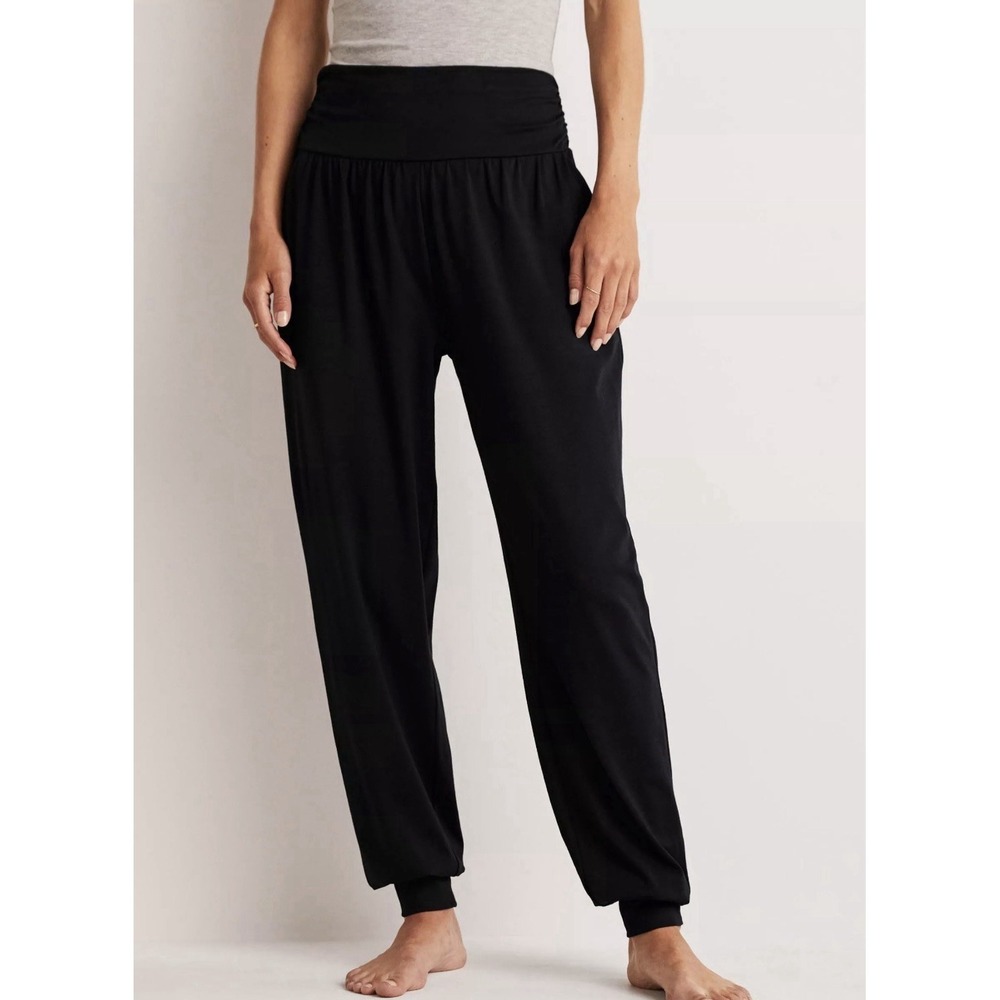 Boden Harem Pants Size 8 Black Modal Blend Joggers High Waist Lounge Boho Comfy